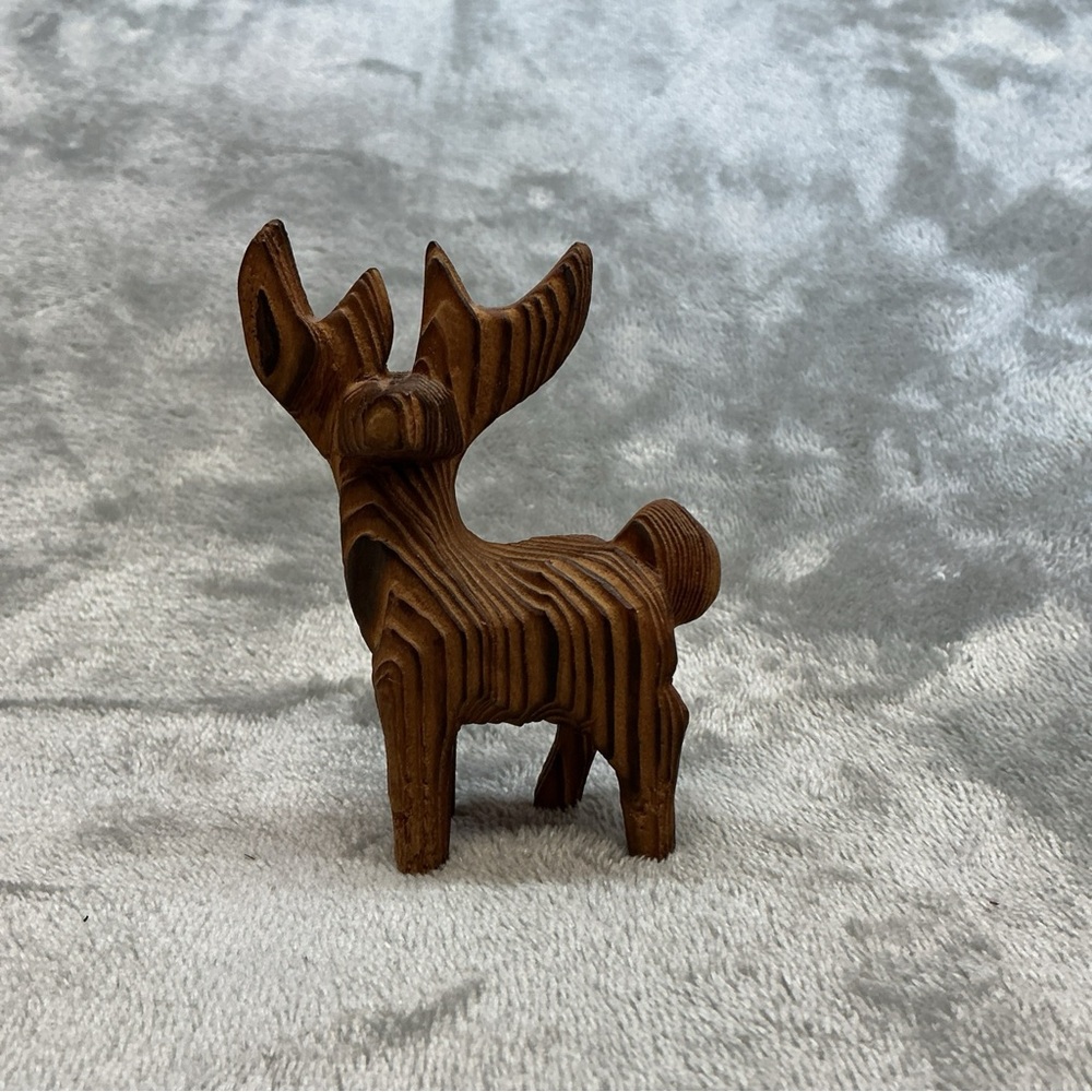 vintage wood grain carved reindeer buck sculpture MCM - Picture 6 of 10